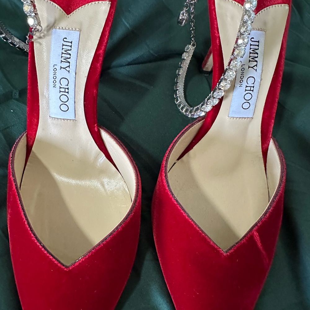 Jimmy Choo Red Heels Elegant Slingback Design